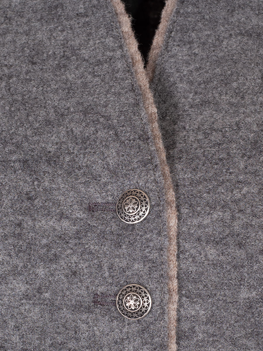 Kaiseralm Walkjacke Wendy, grau, beige Einfassung, Kelchkragen #4