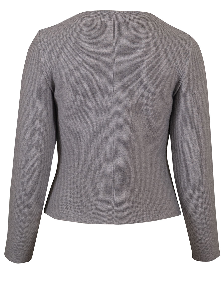 Heidi Strickjacke, sanftgrau, Perlmuttknöpfe, glatt gestrickt, fein #3