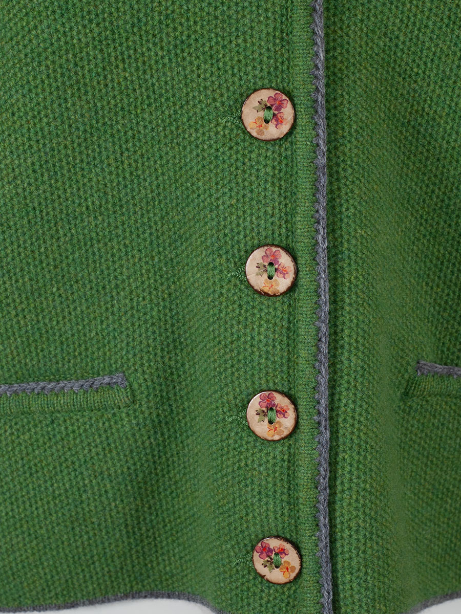 Astrifa Bischofswiesen Strickjacke, grün-grau, Rückenfalte #6
