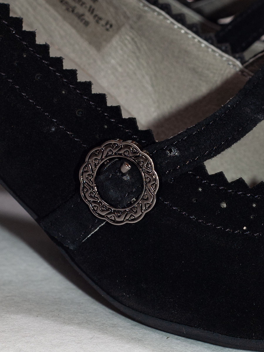 Esgano Schuhe, Trachtenpumps, schwarz, Wildleder, mit Schnalle #2