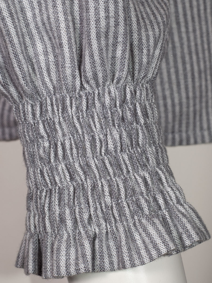 Berwin & Wolff Flanellbluse silbergrau gestreift, weite Arme, Rüschen #3