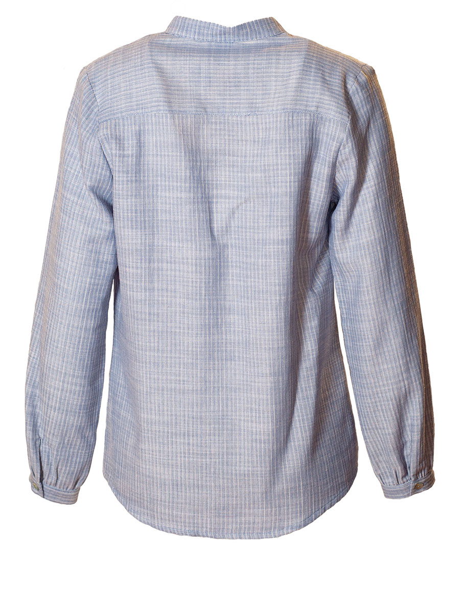 Berwin & Wolff Baumwollbluse, blau, Fischgrätmuster, Schleife #3