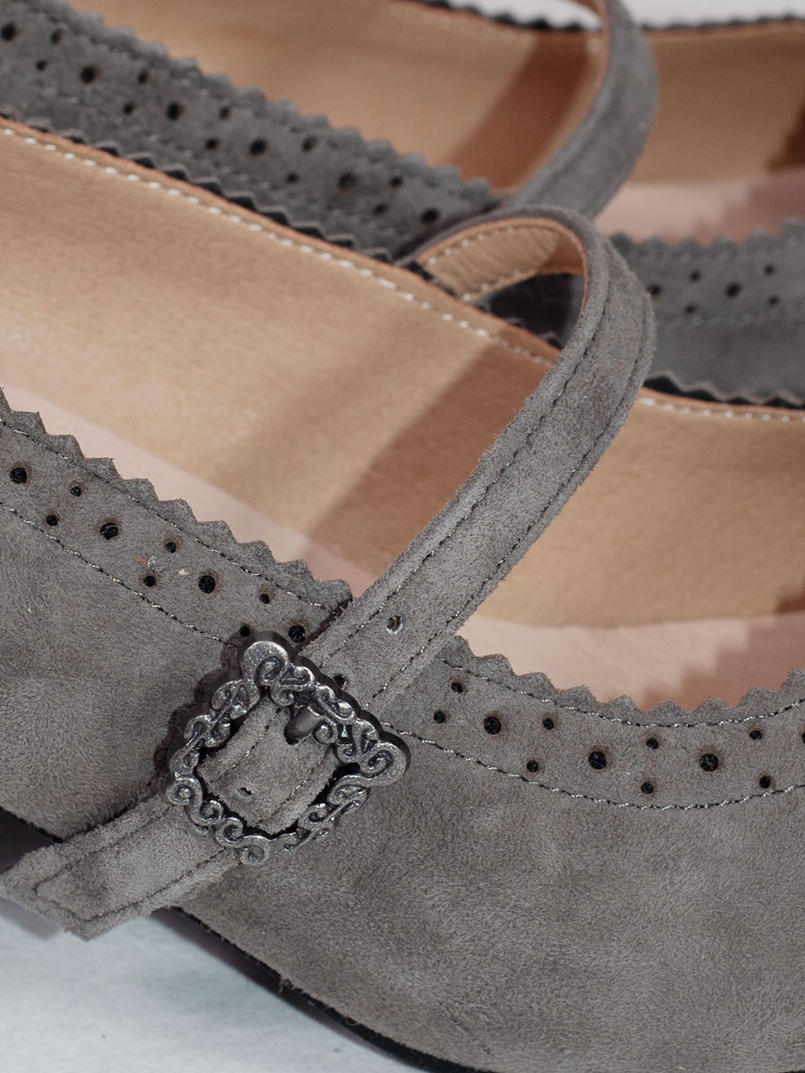 Hirschkogel Schuhe, Trachtenpumps, anthrazit, Wildleder, mit Schnalle #3