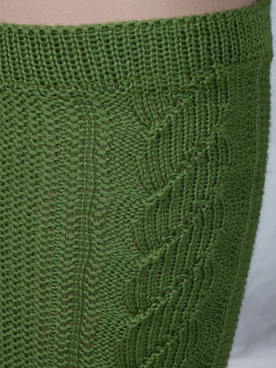 Lusana Kniestrumpf apfelgrün, Handzopf, perfekte Passform #4