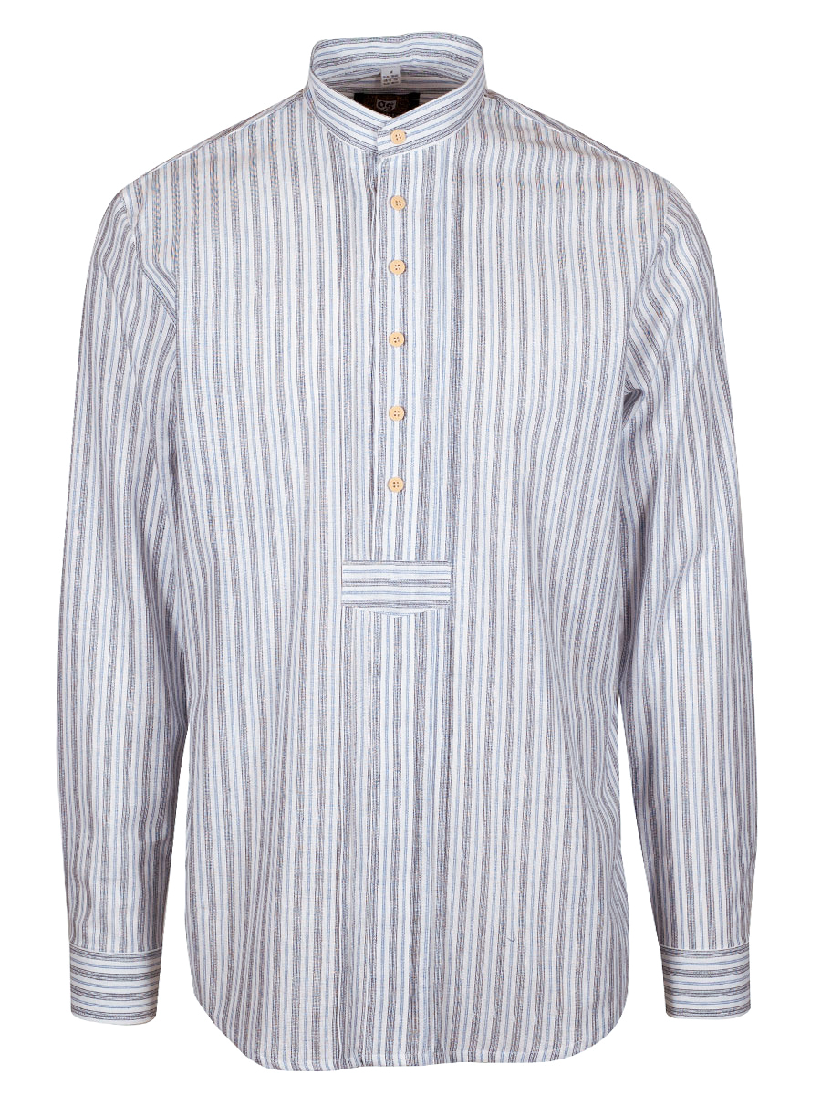 Orbis Herrenhemd, Pfoad, jeansblau-hellblau, gestreift, Liegekragen, Regular Fit #1