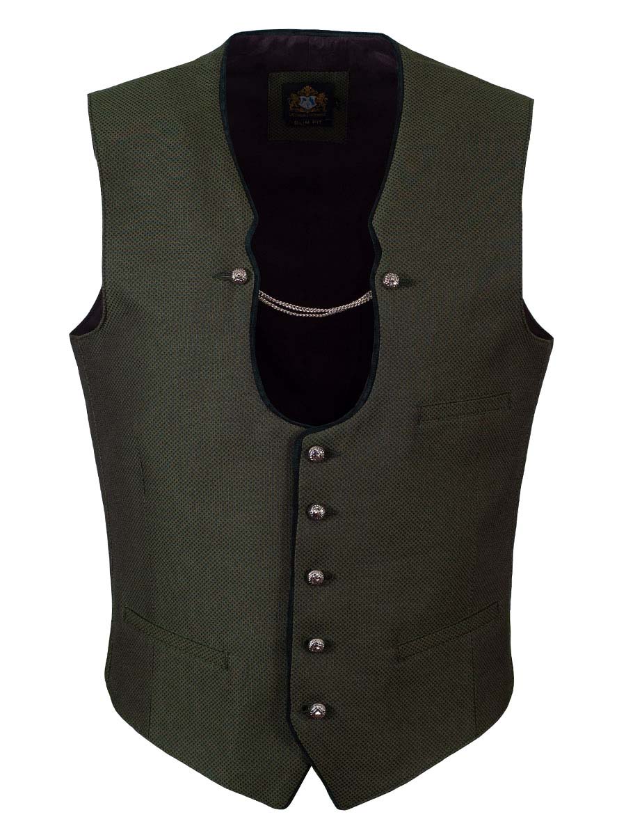 Hammerschmid Trachtenweste Josh, grün-schwarz, traditionell, mit