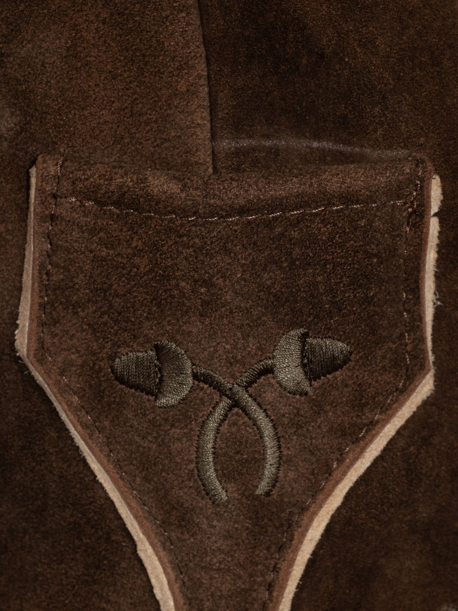 Weinbauer Kurze Lederhose Sepp, Ziegenvelour, bisam, olivgrüner Stick #5