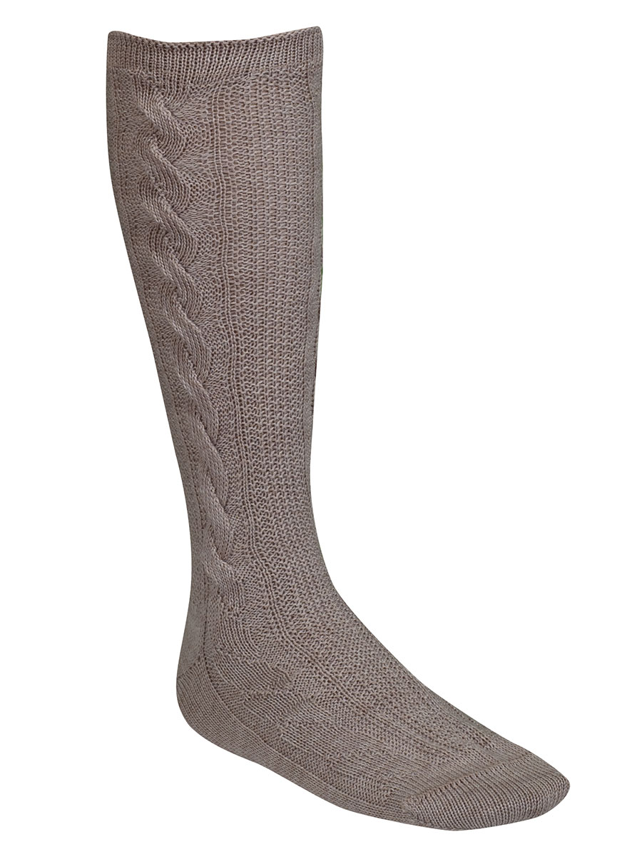 Lusana Kniestrumpf beige Handzopf, perfekte Passform #1