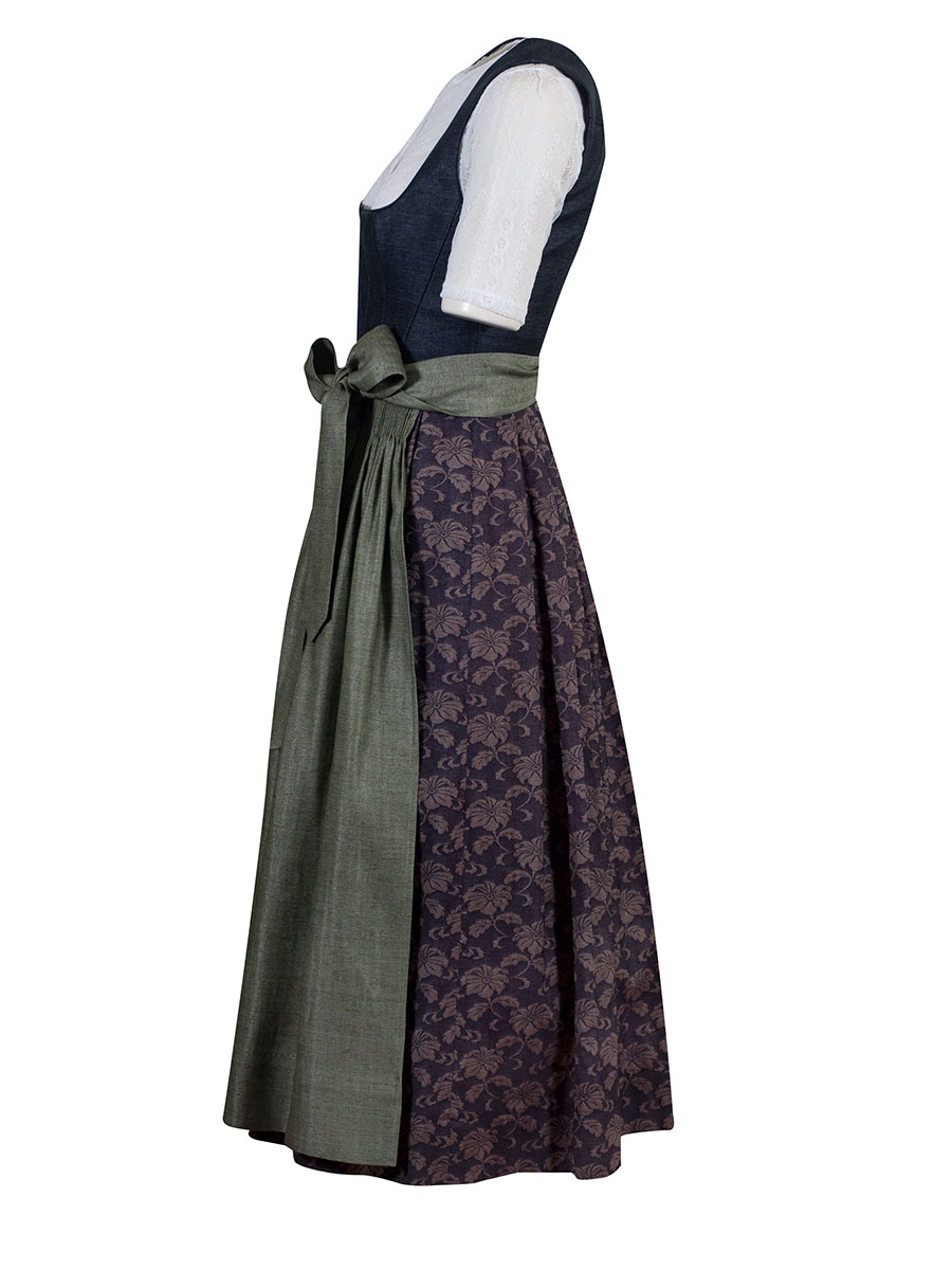 Gottseidank Leinen-Dirndl Antonia, grau-grün, hochwertig, festlich, 80cm #3