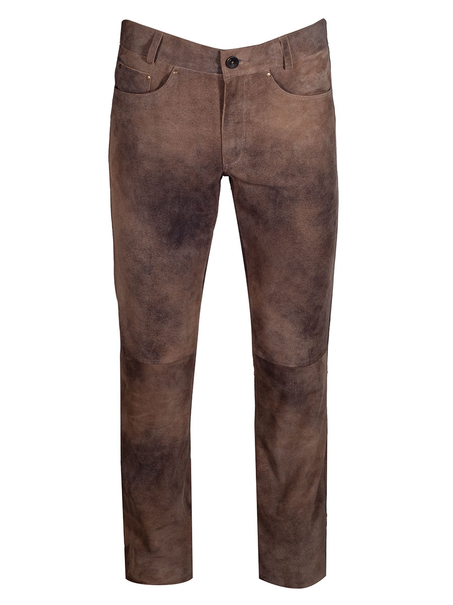 Lange Lederhose Costa, antik braun, sämina, Ziegenvelour #1