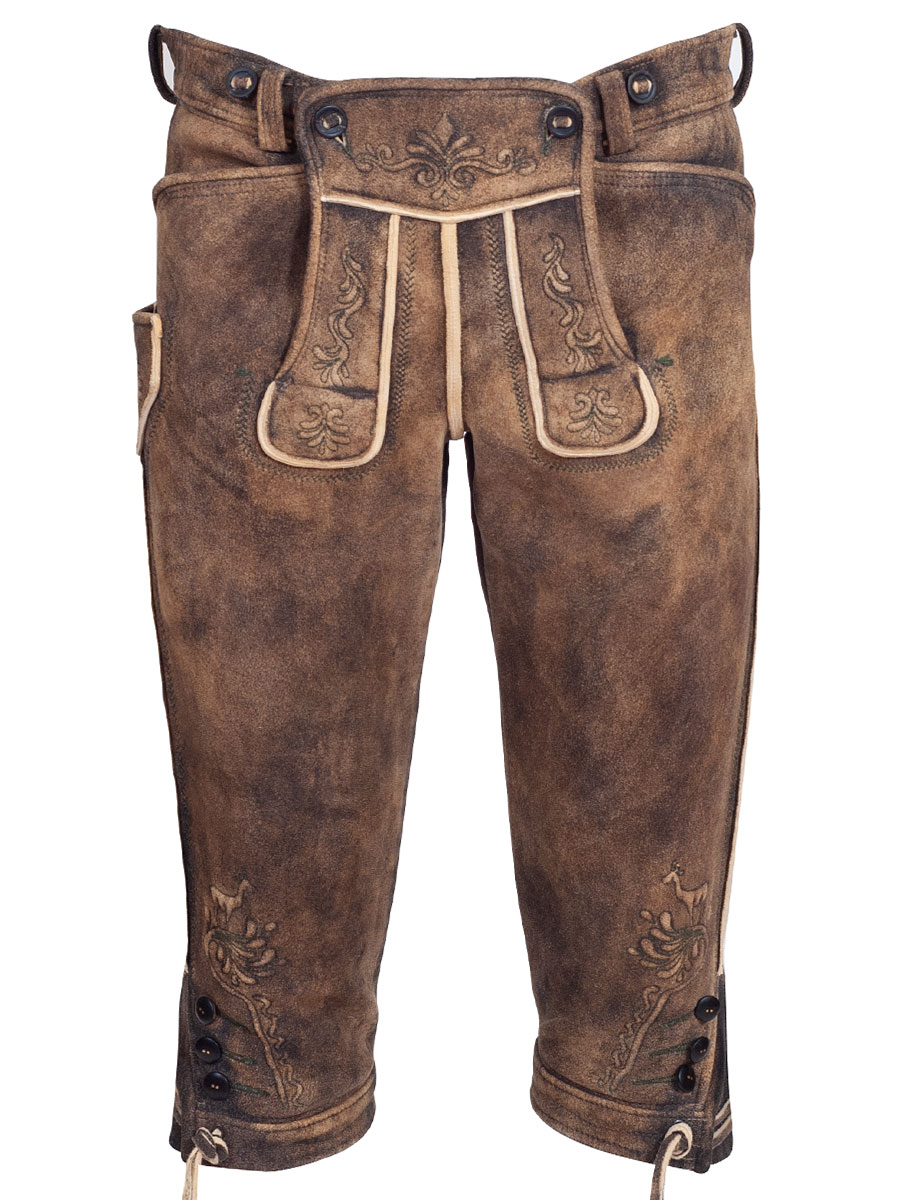hausg´macht Hochwertige Lederbundhose Wallgau, Hirsch, sämisch, eibe #1