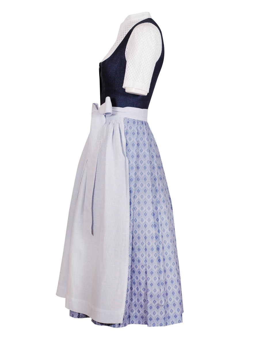 hausg'macht Dirndl Pillersee, blau, Leinen, hellblaue Schürze, 80cm #3