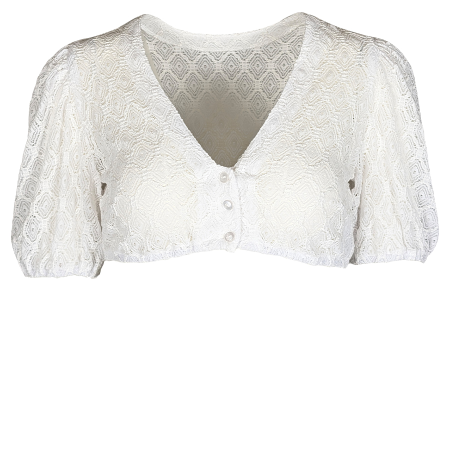 Waldorff Dirndlbluse, Spitze, Puffärmel, weiß #1