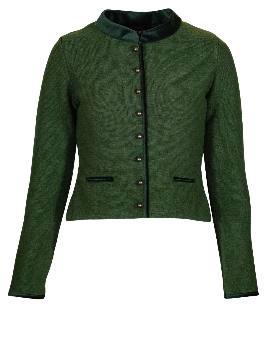 Astrifa Strickjacke Ruhpolding, torf, grün, grüner Samtkragen #1