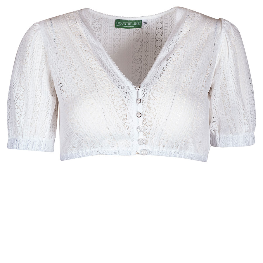 Country Line Dirndlbluse weiß, V-Ausschnitt, Spitze, Puffarm #1