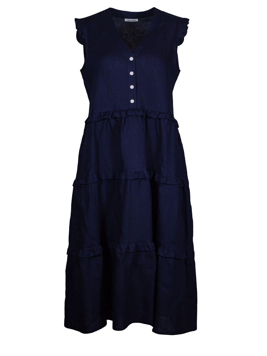 Feli und Hans Leinenkleid Klea, lang, marine, Sommerkleid #1