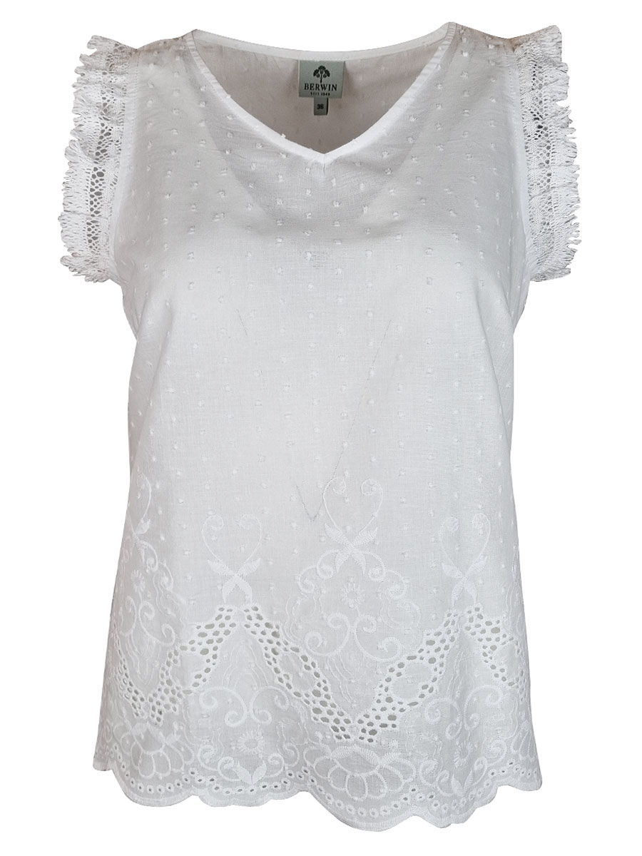 Berwin & Wolff Topbluse, weiß, Lochmuster #1