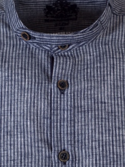 Hammerschmid Trachtenhemd, blau-grau gestreift, Pfoad, Stehkragen