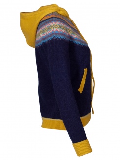 Eribè Knitwear Alpin Hoody, Sweater, moonflower, blau-gelb, Kapuze