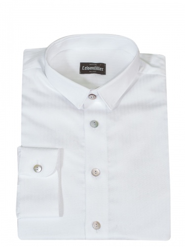 Arzberger Trachtenhemd weiß, Liegekragen, Streifenmuster, Perlmuttknöpfe