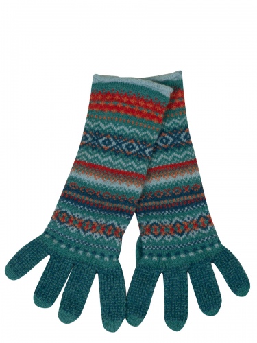 Eribè Knitwear Glove Alpine, Strickhandschuhe, emerald, türkis-rot