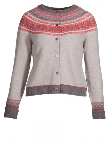 Eribè Knitwear Alpine Short Cardigan, Strickjacke, hibiskus, grau-rot