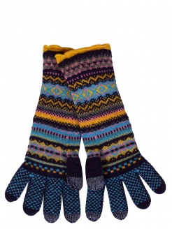 Eribè Knitwear Glove Alpine, Strickhandschuhe, moonflower, blau-gelb