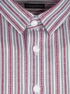 Arzberger Herrenhemd, grau-rot, gestreift, Liegekragen, Pfoad, Slim line