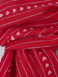 Reisecker Schal, leicht, rot, Herzen, Glitzerlinien