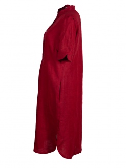 Moser Kleo Leinenkleid, rot, Kurzarm, hochgeschlossen