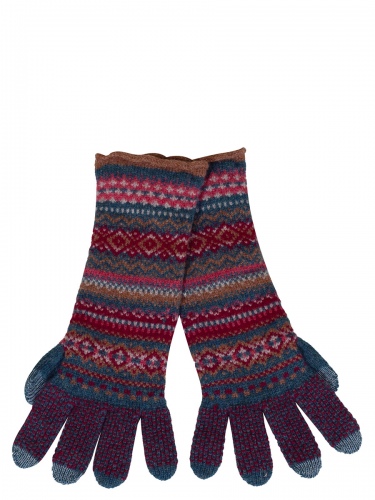 Eribè Knitwear Glove Alpine, Strickhandschuhe, lugano, weinrot-blau-braun