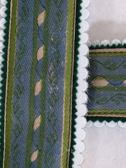 Träger Handdruck in grün-blau, 6 cm breit, mit Zacken