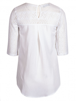 Country Line Damenshirt, weiß, 3/4-Spitzenarmen