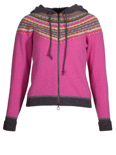 Eribè Knitwear Alpine Hoody, Zip Cardigan, Strickjacke, fiesta, pink