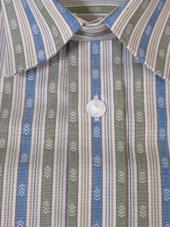 Waldorff Trachtenhemd, Pfoad, blau-grün gestreift, Liegekragen