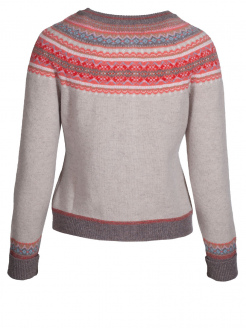 Eribè Knitwear Alpine Short Cardigan, Strickjacke, hibiskus, grau-rot