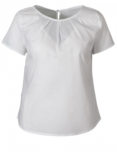 Moser T-Shirt Grins, weiß, Ausschnitt mit Falten