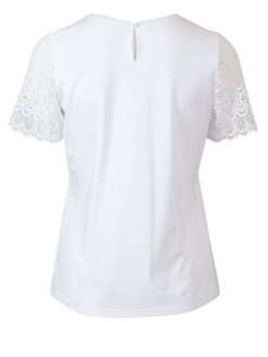 Waldorff Shirt, weiß, Brustbereich aus Spitze, Kurzarm